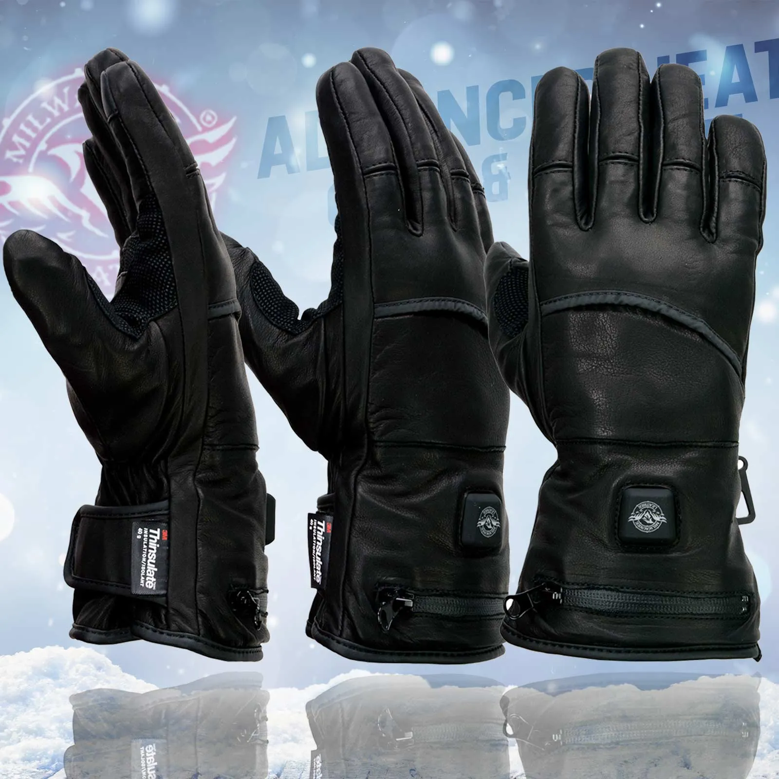 Milwaukee Leather MG7513SET Men’s Heated Winter Gloves for Motorcycle