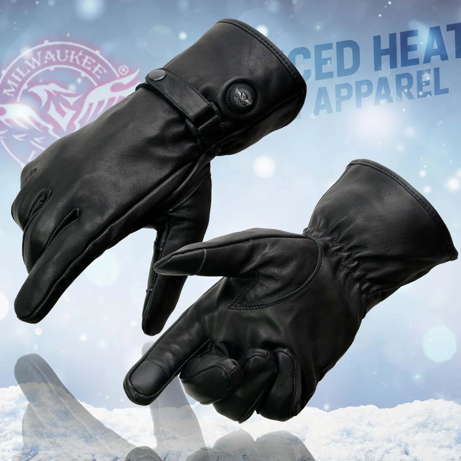 Milwaukee Leather MG7519SET Men’s Black Leather Heated Winter Gloves