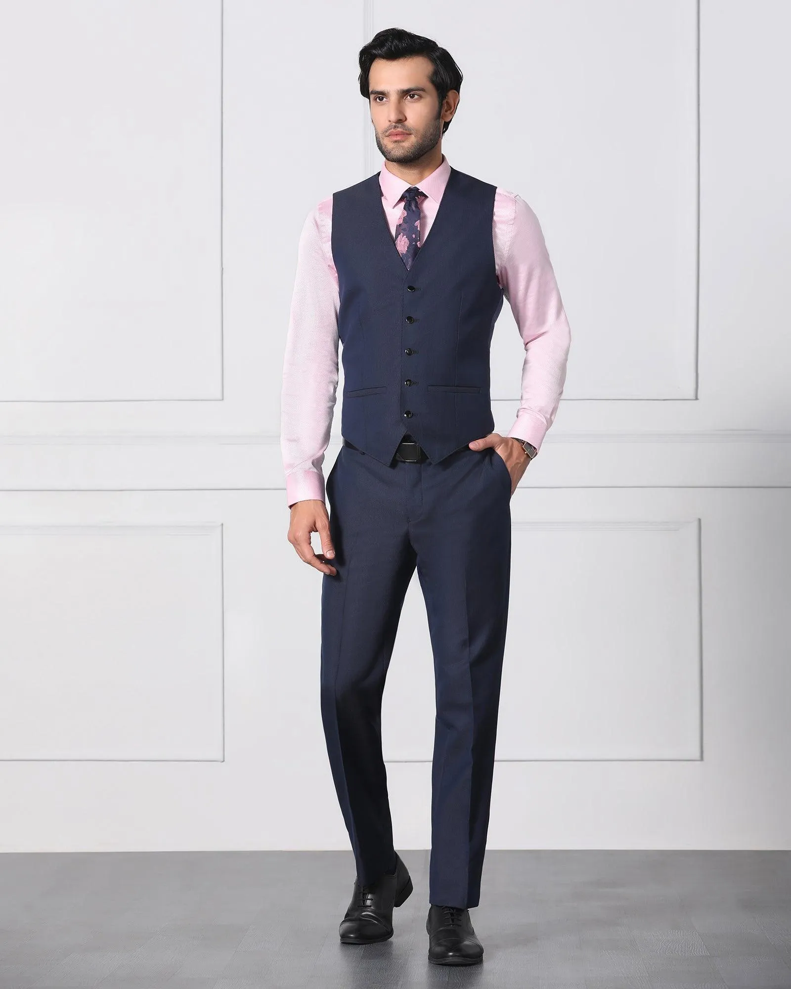 Must Haves Three Piece Navy Solid Formal Suit - Jaydon