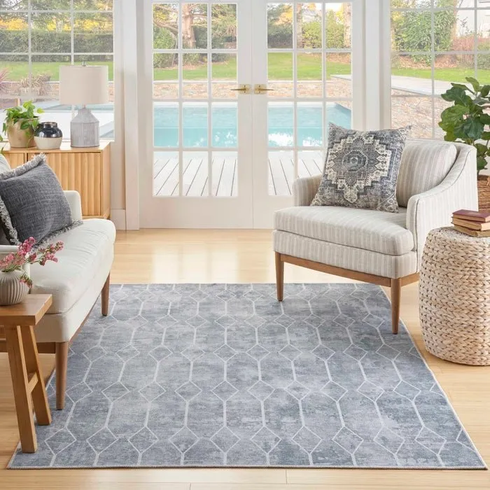 Nicole Curtis Machine Washable Series 1 SR107 Blue/Grey Rug