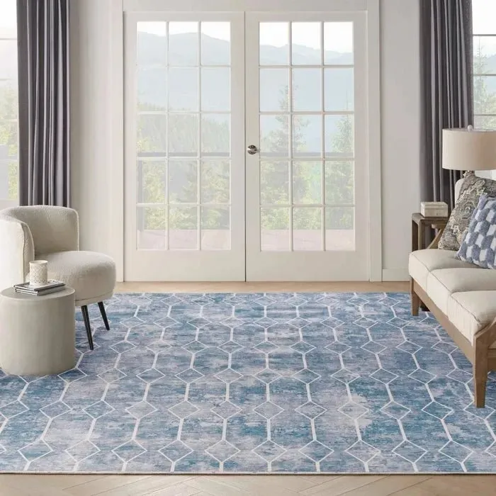 Nicole Curtis Machine Washable Series 1 SR107 Blue/Grey Rug