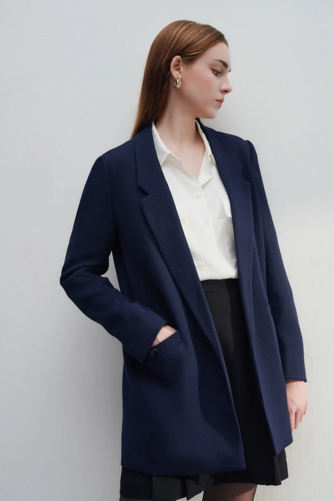 Open Front Boyfriend Fit Casual Blazer