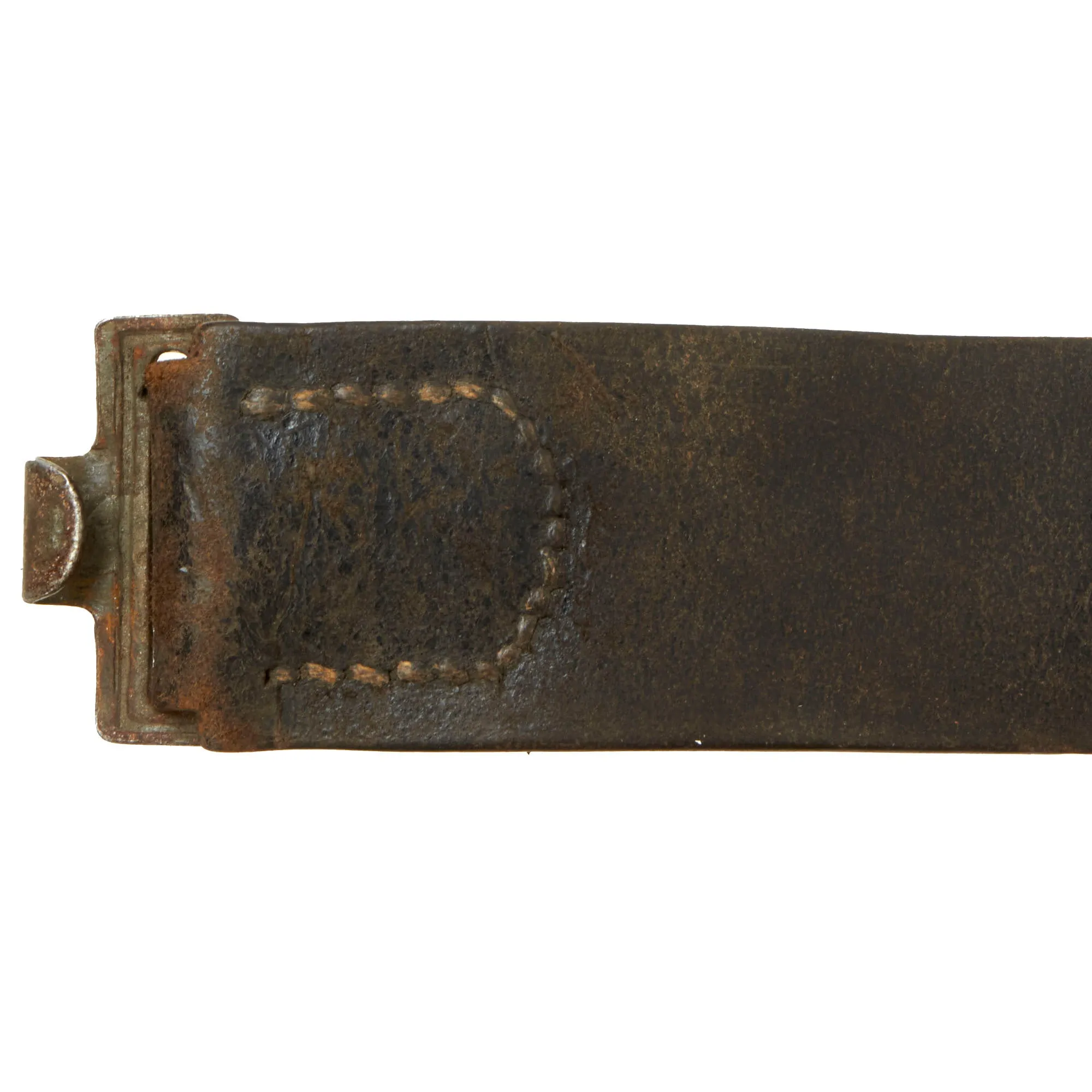 Original German WWII EM/NCO Luftwaffe Belt with Pebbled Aluminum Buckle by Rare Maker Lind & Meyrer - dated 1939