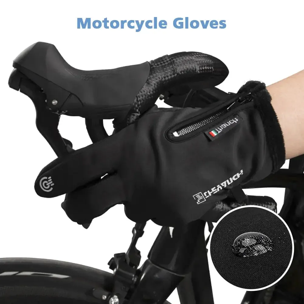 Outdoor Winter Gloves Motorcycle Warm Gloves Men Waterproof Thermal Guantes Gloves Non-Slip Touch Screen Cycling Bike Gloves