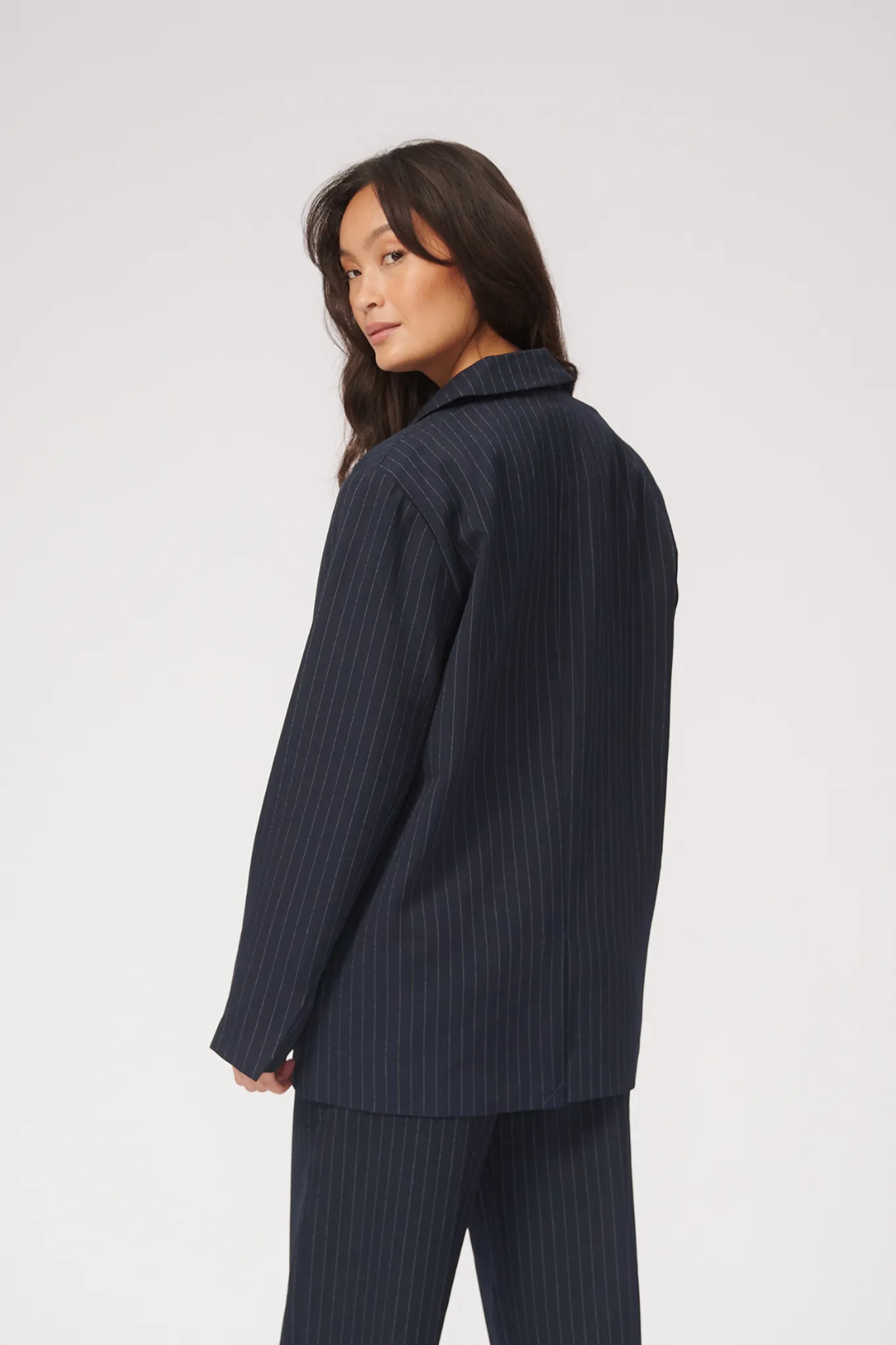 Oversized Blazer - Navy Pinstripe