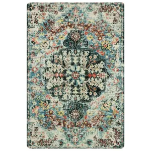 Reine Bohemian Floral Medallion Dark Teal Area Rug