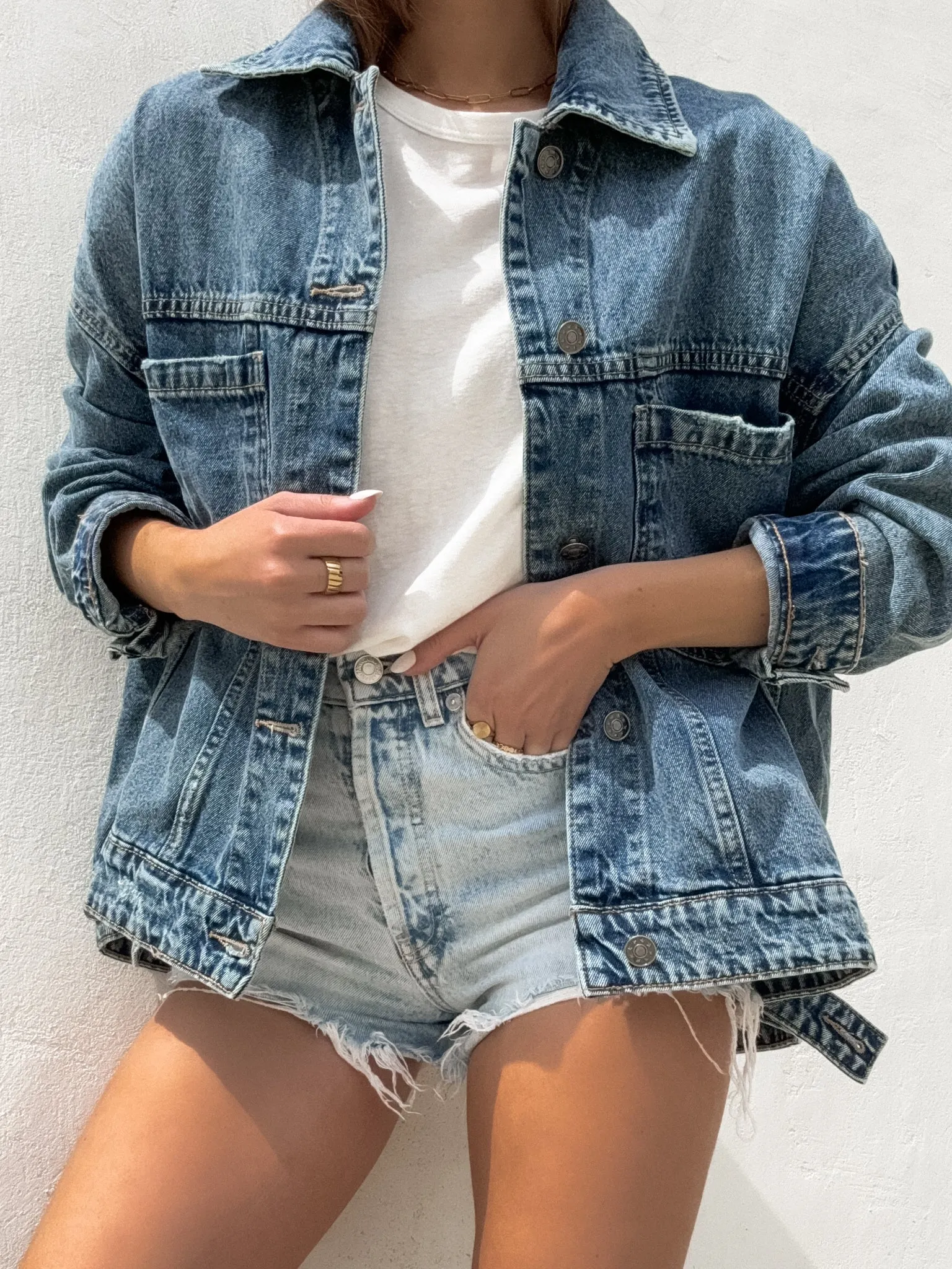 Rickie Pleated Denim Jacket