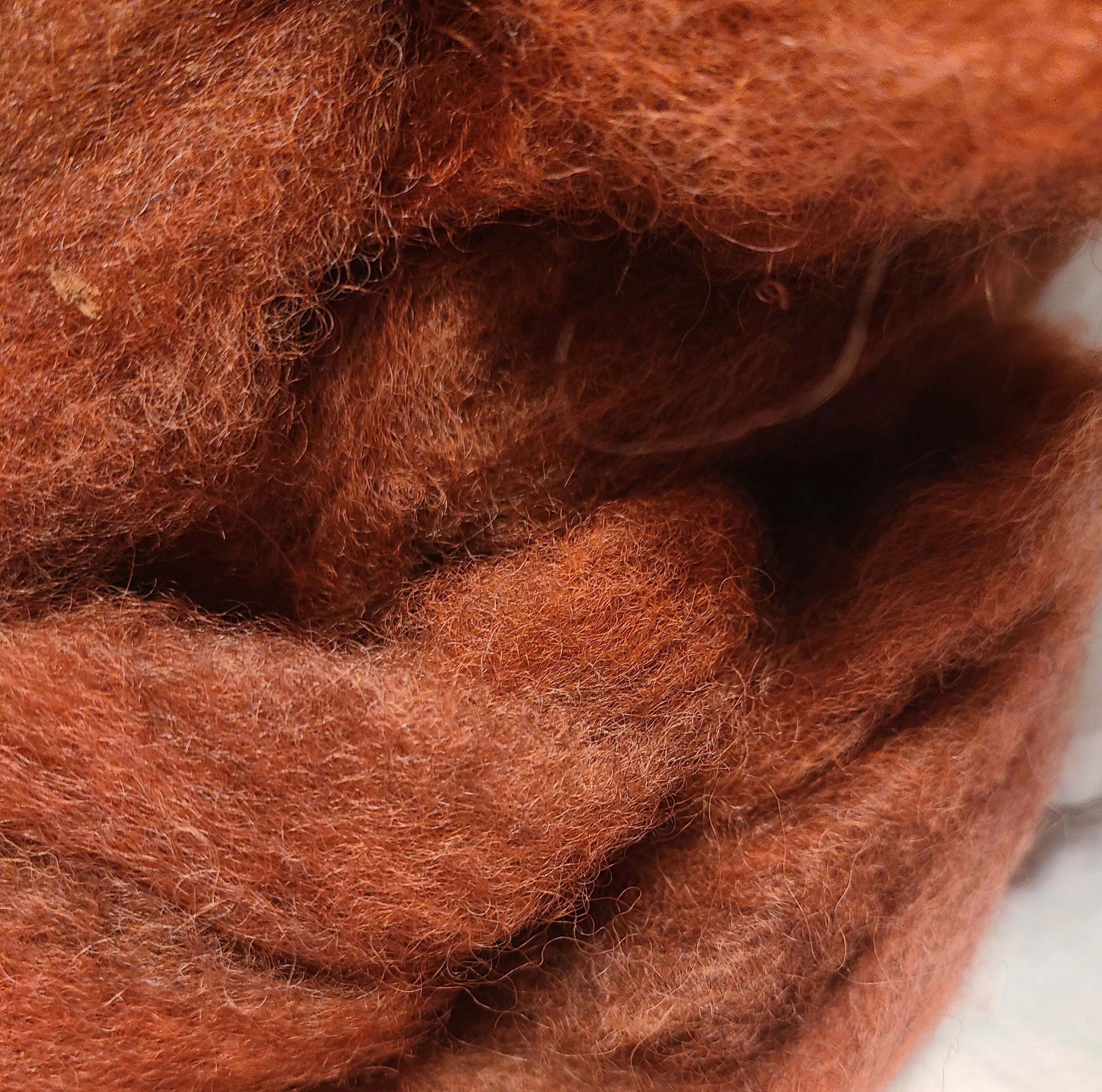 Roving Ruby Rust Hand-dyed Romney - 4 ounces