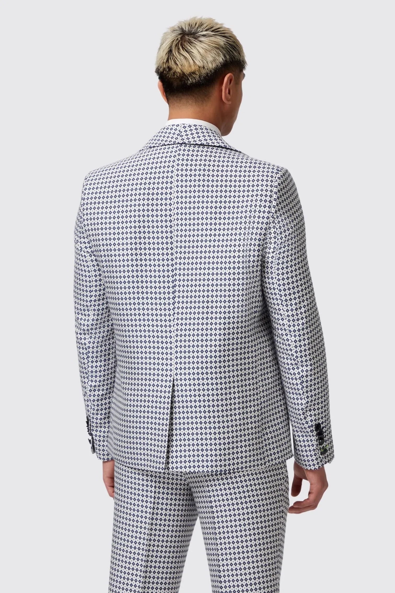 Siorek Slim Fit Navy Jacquard Jacket