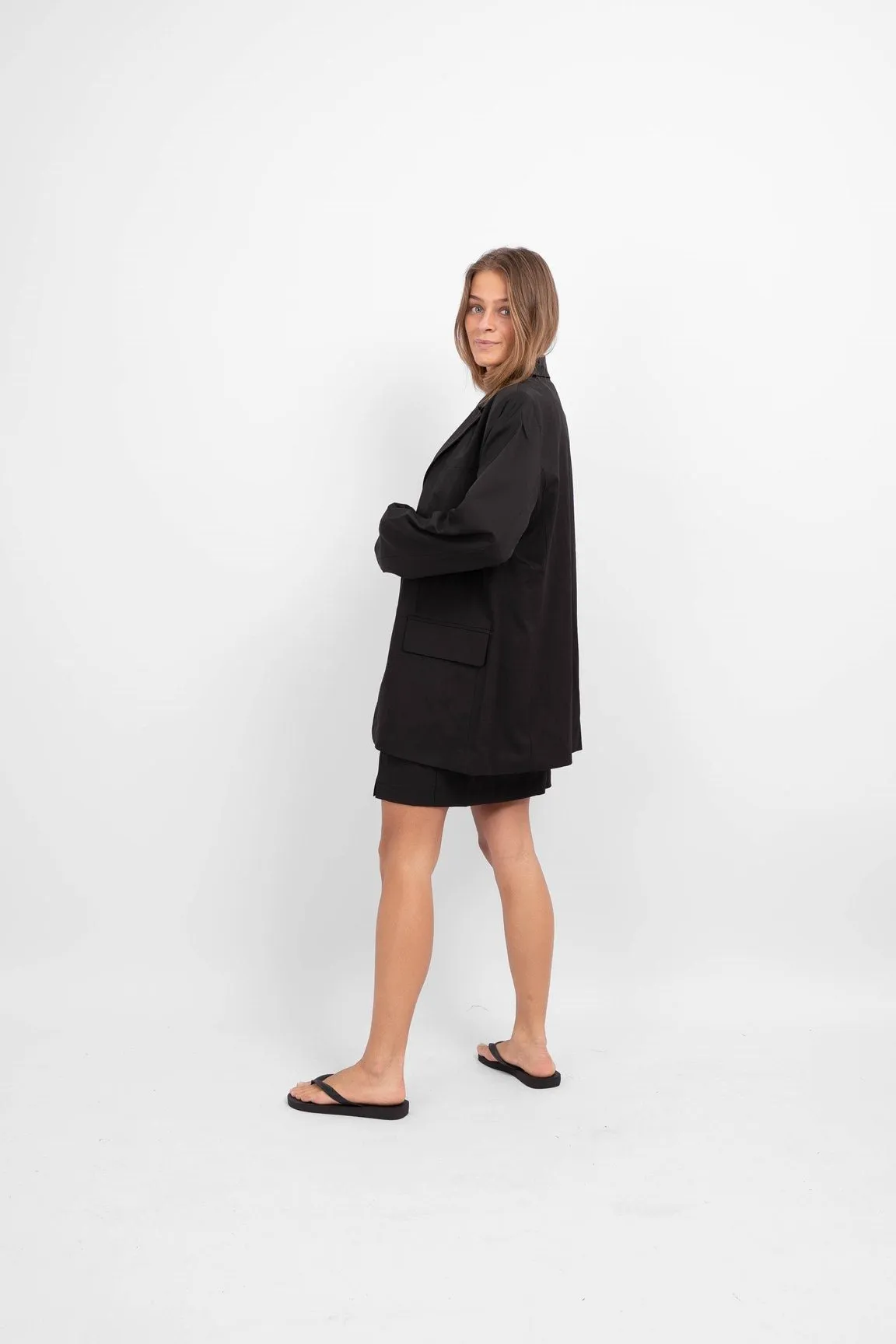 Size Oversized Blazer - Black