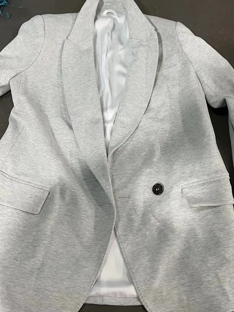 Solid Minimalist Blazers For Women Notched Collar Long Sleeves Patchwork Button Casual Blazer Female Fashion