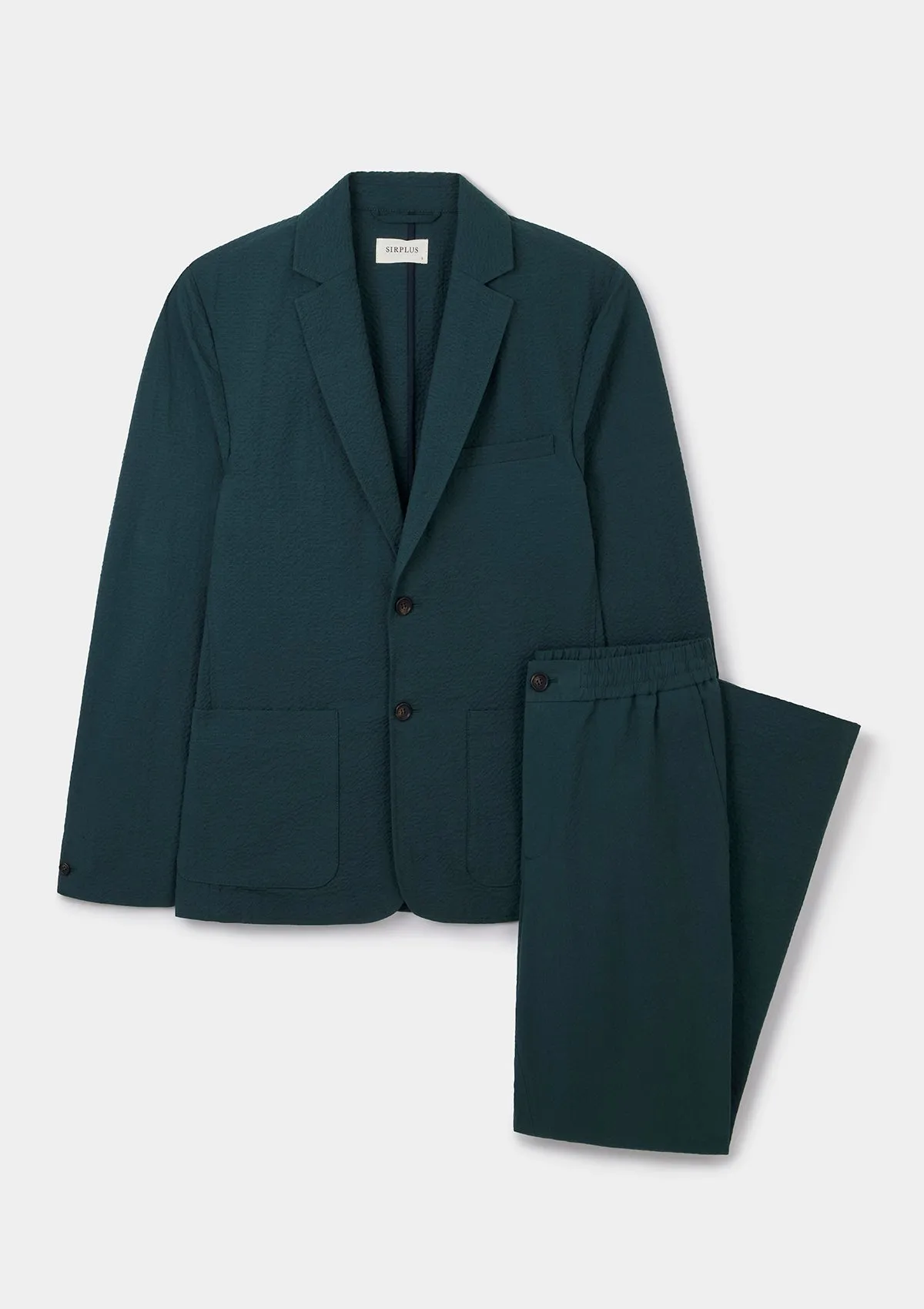 Teal Cotton Seersucker Blazer