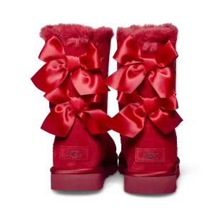 UGG Bailey Bow Satin Red Bean Boots - Women's