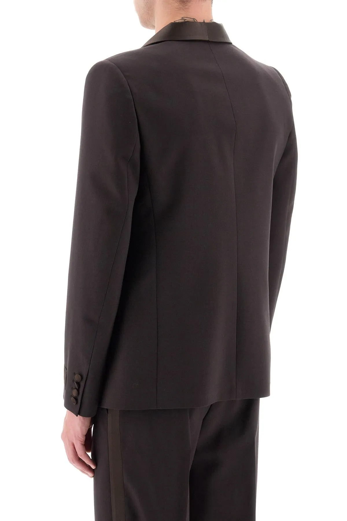 Valentino wool tuxedo jacket with chiffon bib