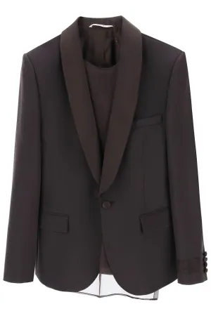 Valentino wool tuxedo jacket with chiffon bib