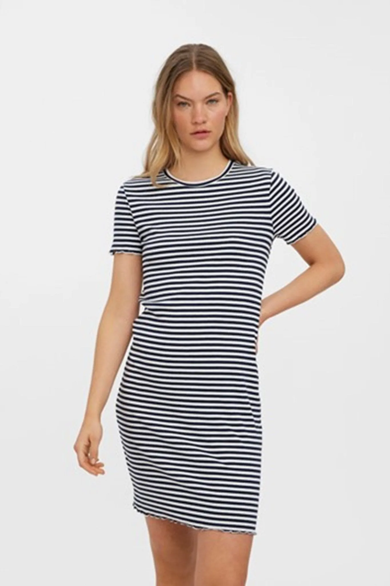 Vio Stripe Short Dress - Navy Blazer