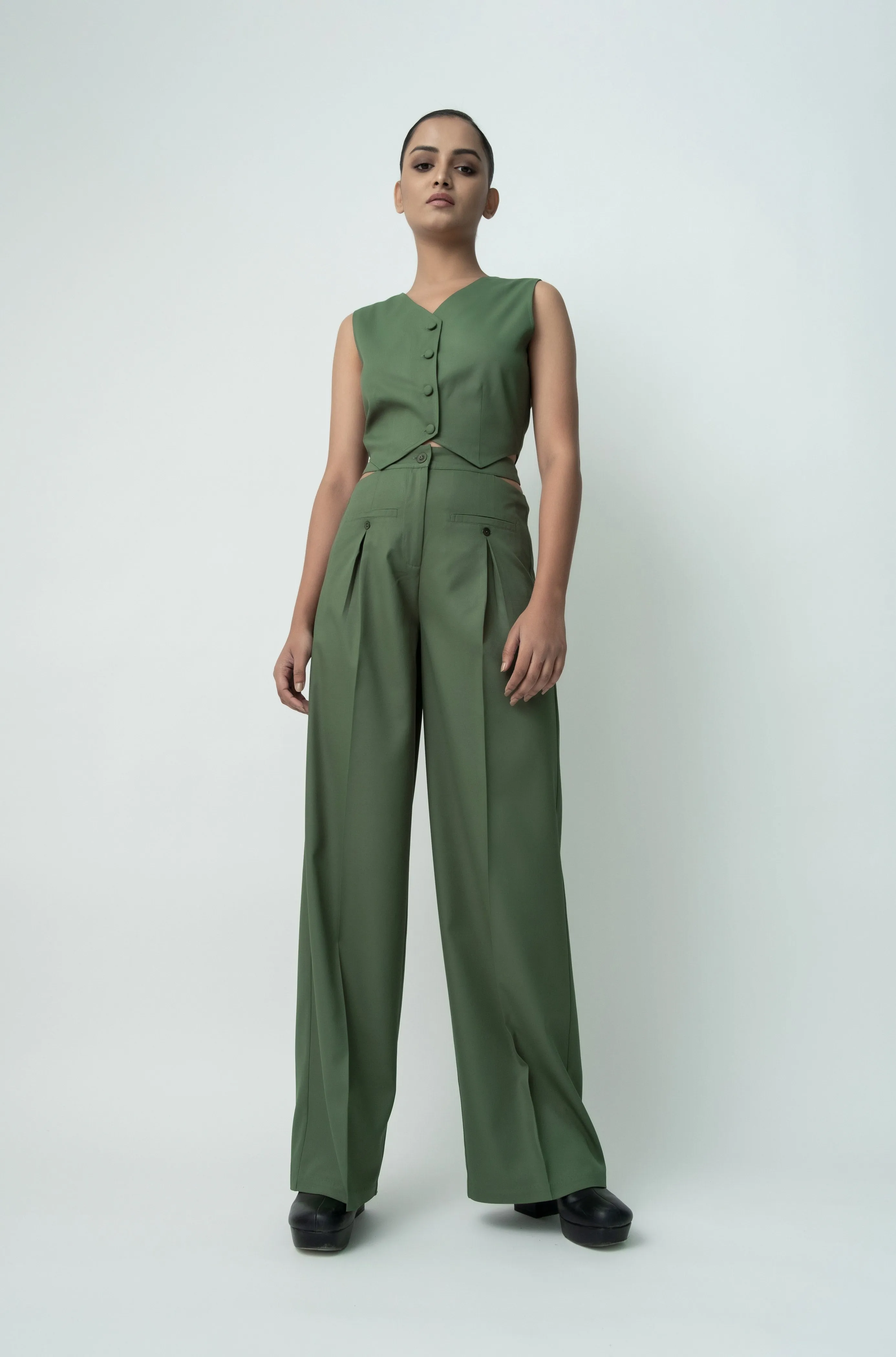 Wide Leg Cut-out Trousers