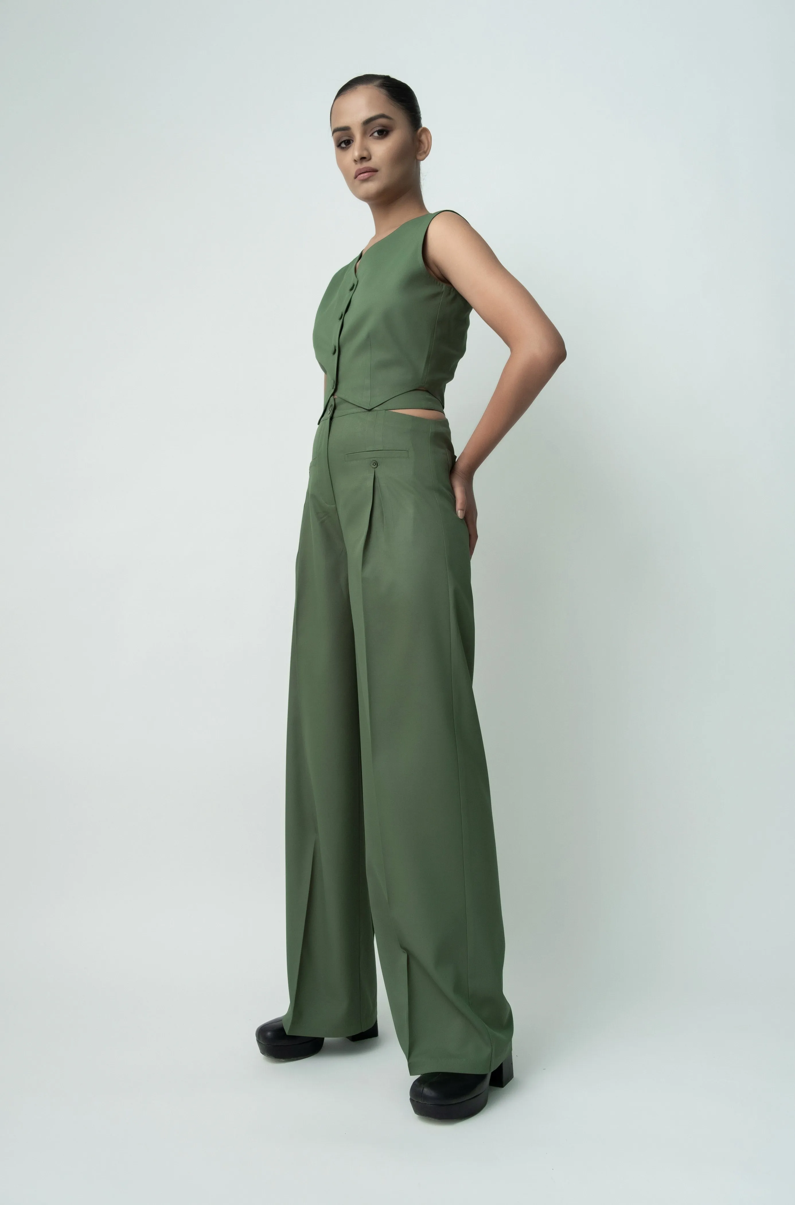 Wide Leg Cut-out Trousers