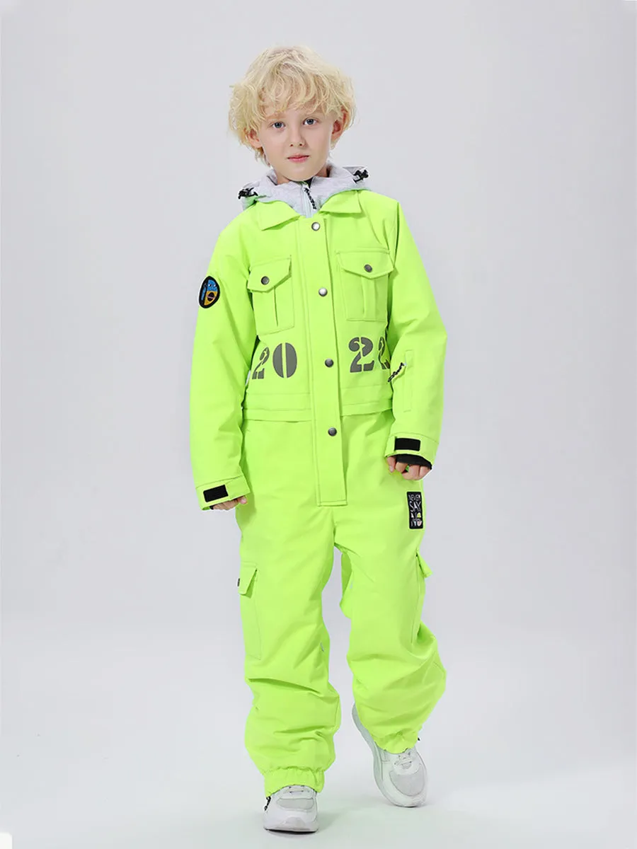 Yeefine Breathable Contrast Hooded Boy One Piece Snowsuits