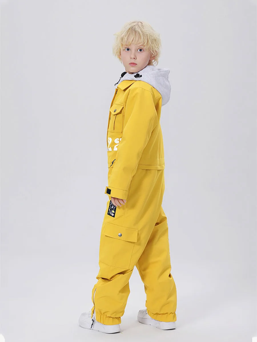 Yeefine Breathable Contrast Hooded Boy One Piece Snowsuits