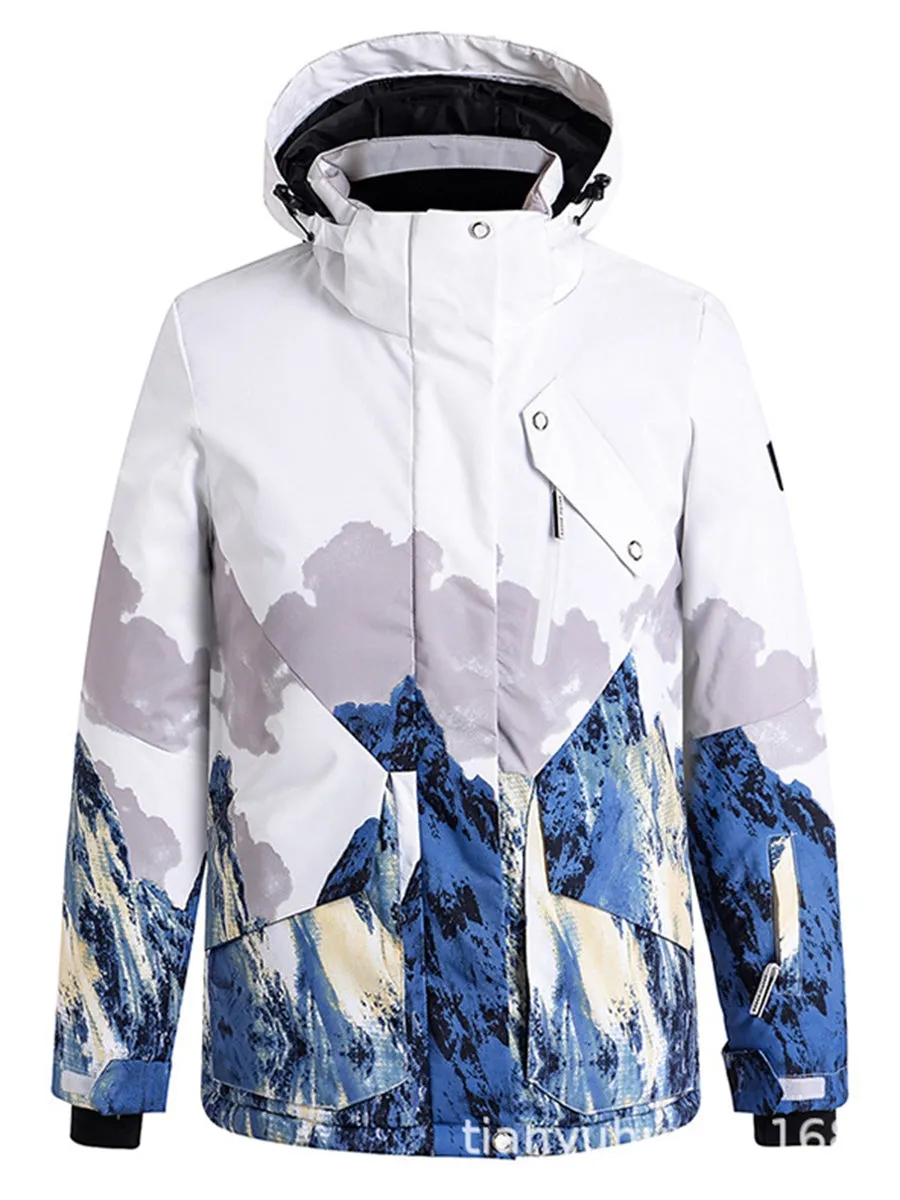 Yeefine Men Mountain Graphic Ski Jacket