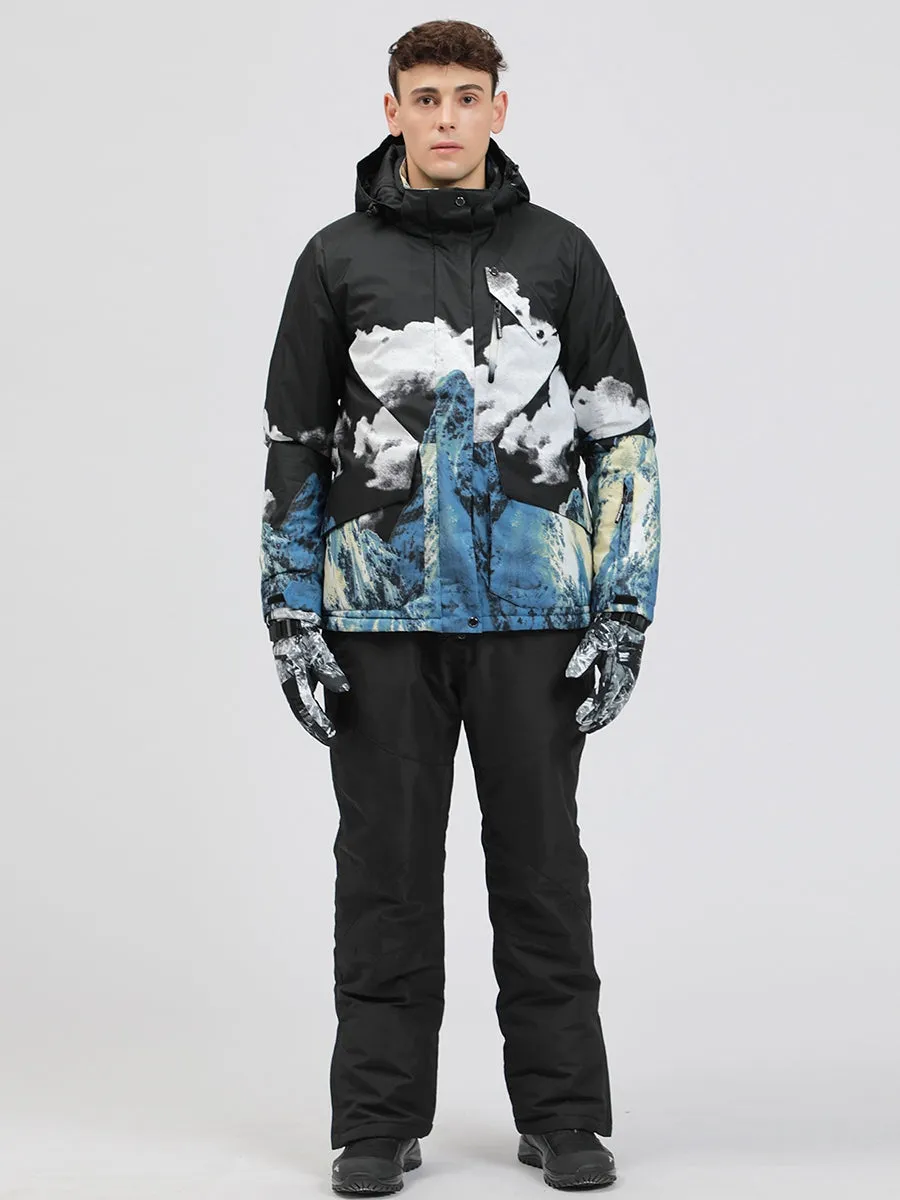 Yeefine Men Mountain Graphic Ski Jacket